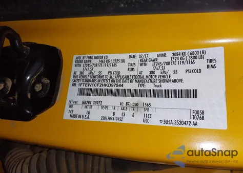 2017 Ford F-150 Xl z USA, uszkodzony, nr VIN 1FTEW1CF2HKD97544